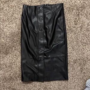 Ann Taylor Factory Black Buttoned Pencil Skirt